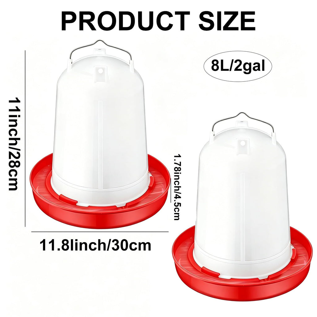 2 Pack 2 Gallon Plastic Poultry Waterer F691335