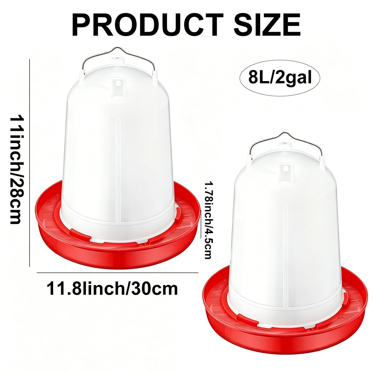 2 Pack 2 Gallon Plastic Poultry Waterer F691335