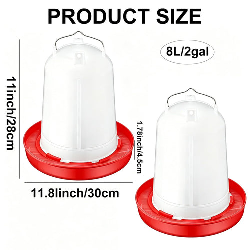 2 Pack 2 Gallon Plastic Poultry Waterer F691335