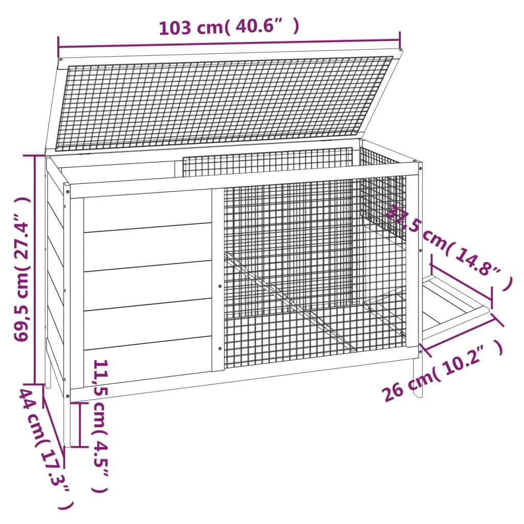 Solid Pine Wood 2 Tier Rabbit Hutch with Ramp F455014