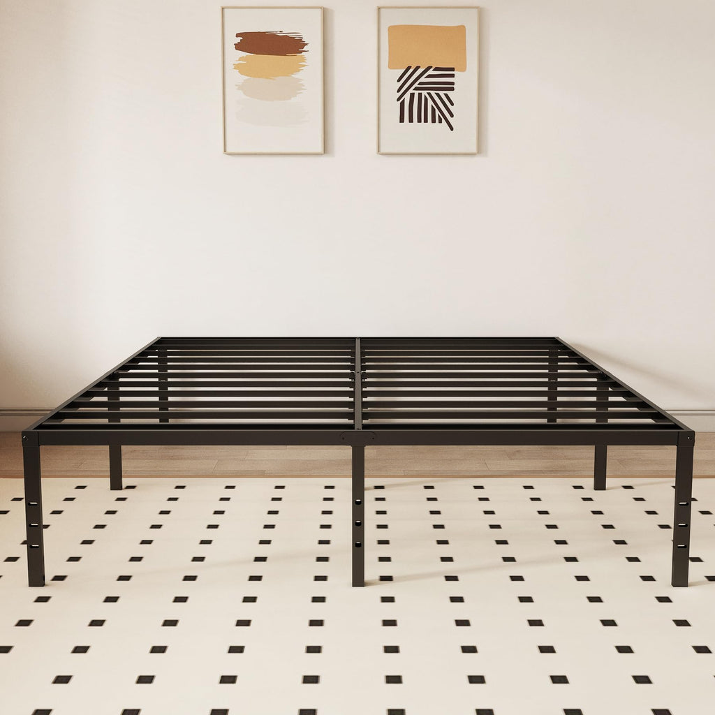 Queen 18 Inch Metal Platform Bed Frame, Black U289