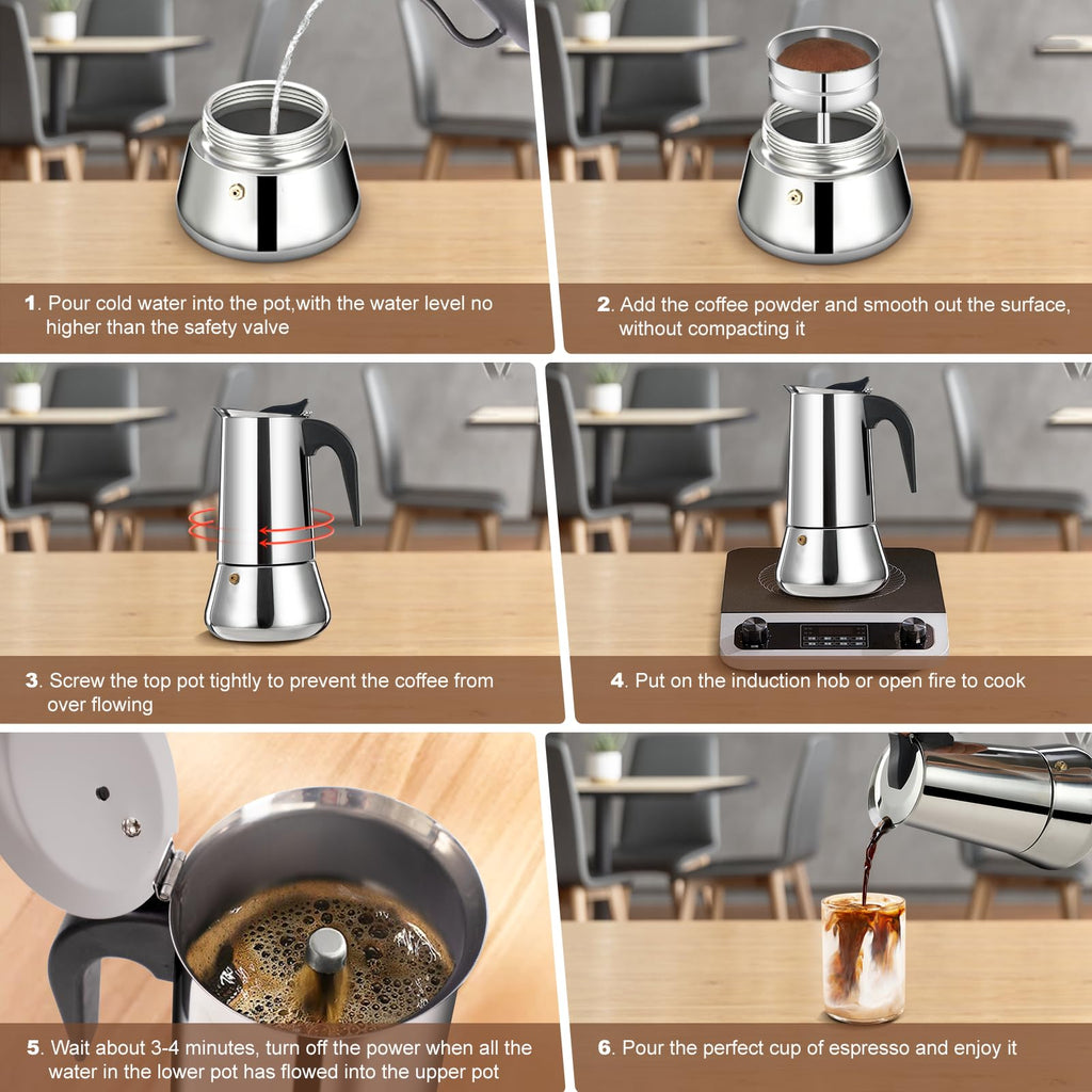 12 Cup Stainless Steel Stovetop Espresso Maker Moka Pot B2491