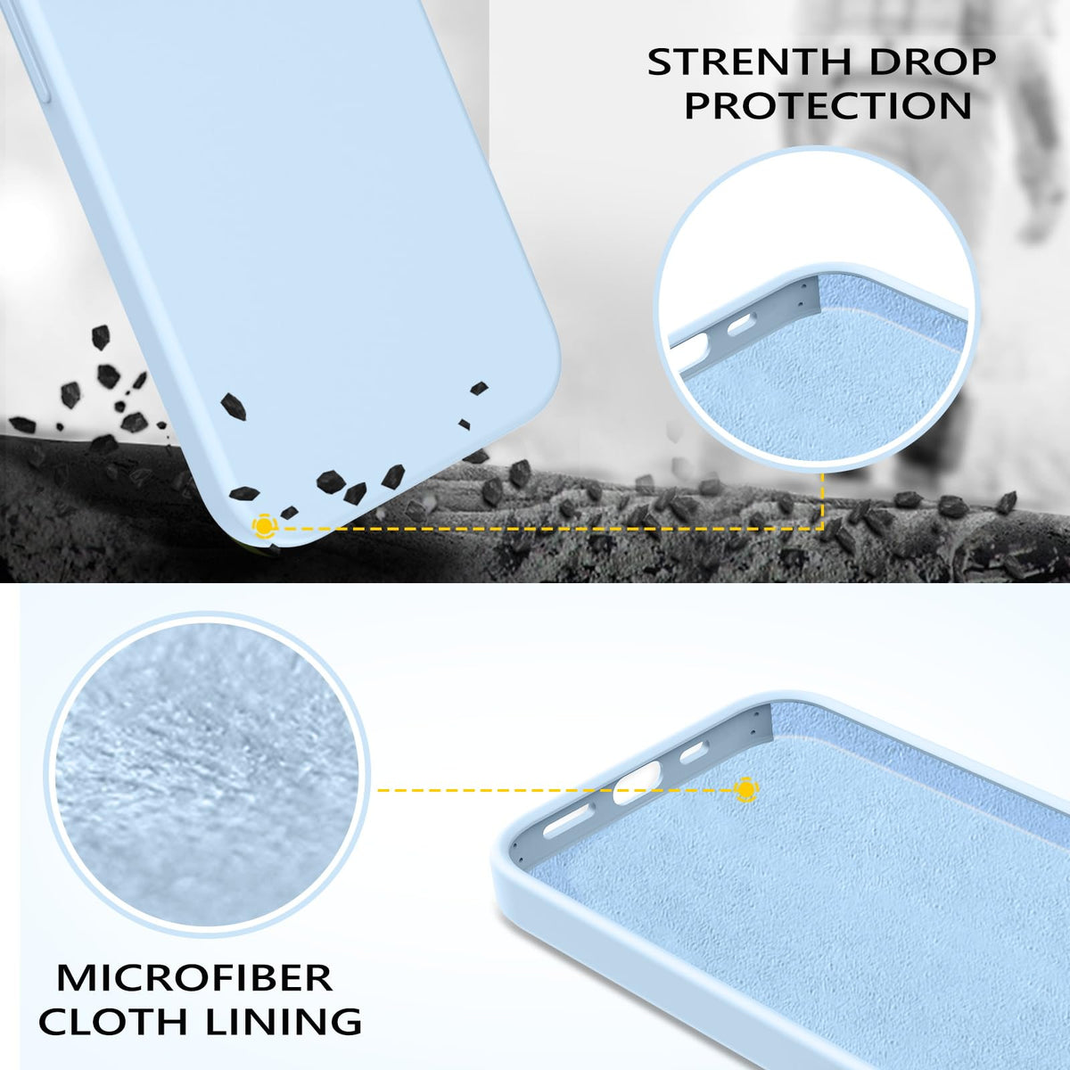 Compatible with iPhone 13 Pro Max Liquid Silicone Phone Case Light Blue V67072