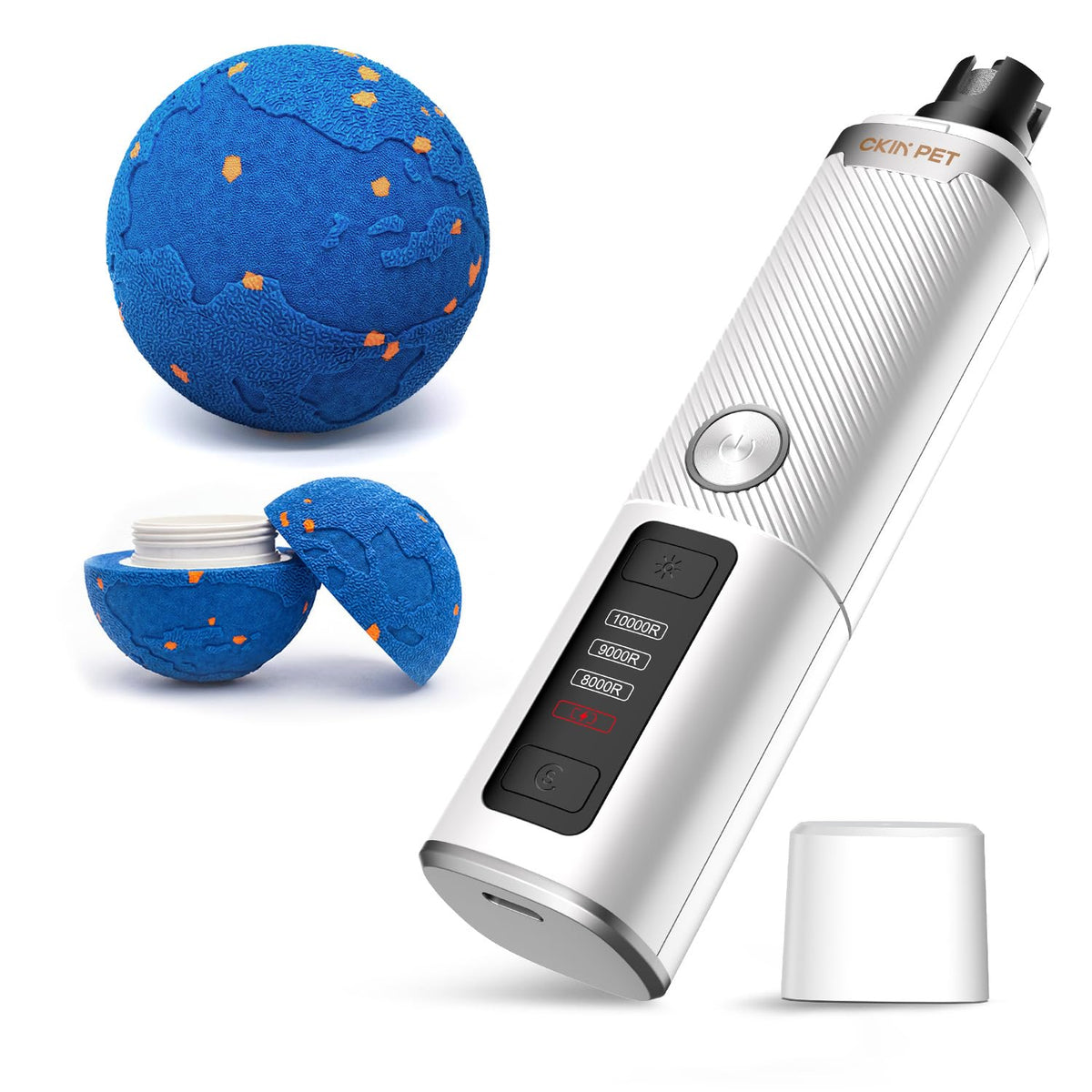 Dog Nail Grinder Interactive Dog Toys Ball with 2 Shells Blue U4726