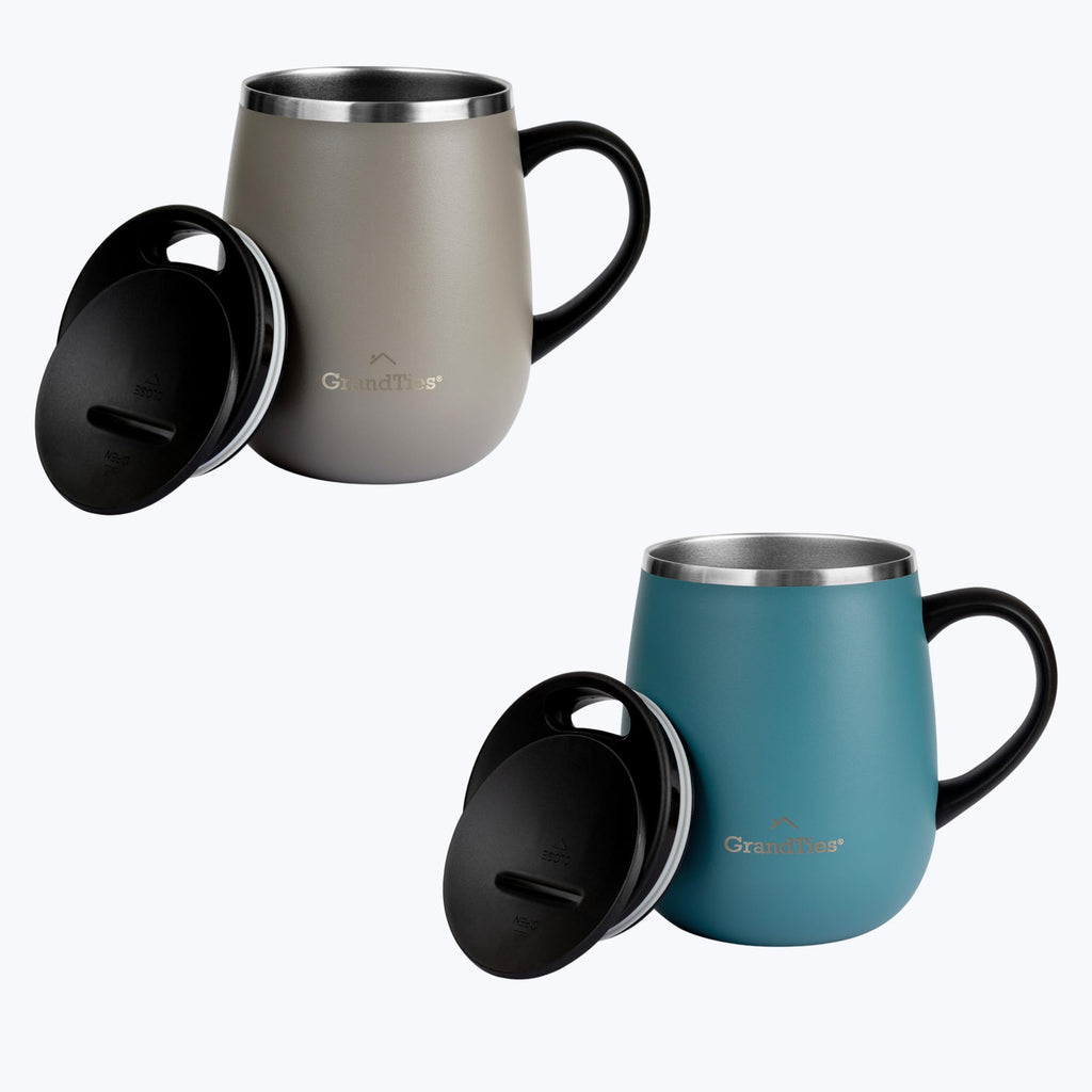 16 oz Stainless Steel Insulated Coffee Mug 2-Pack with Handle & Sliding Lid C63788