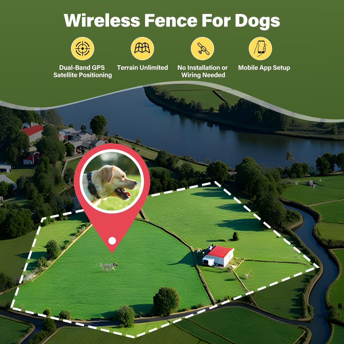 Wireless Dog Collar Fence System with Remote Training U4137