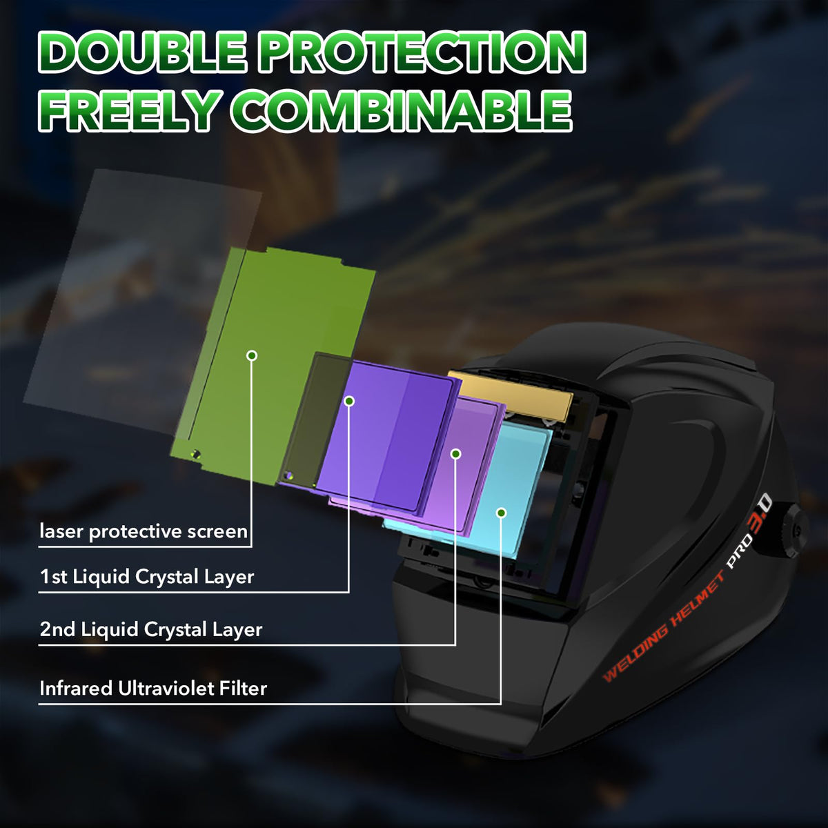 Auto Darkening Welding Helmet OD10+ Large Viewing Protective Mask H166859