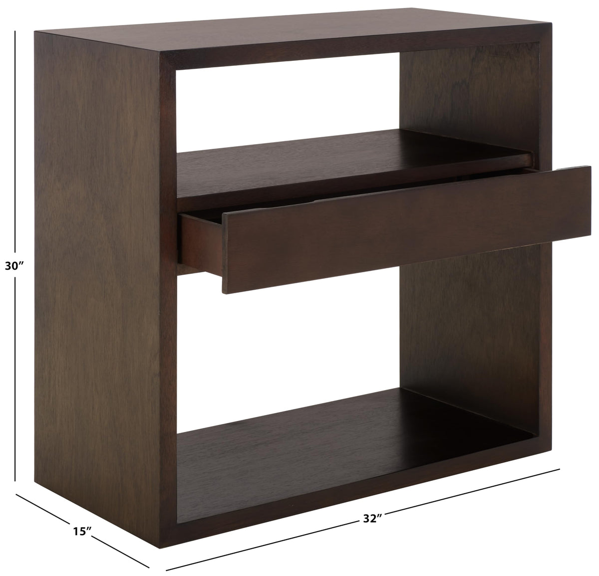 Dark Oak 2-Shelf 1-Drawer Console Table Z1448