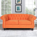 Orange Velvet Chesterfield Loveseat Sofa K3393