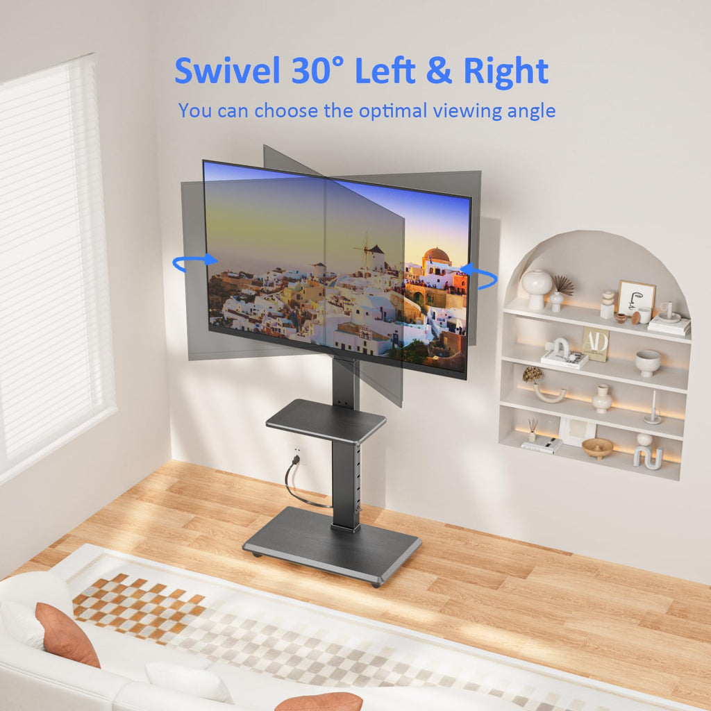 Height Adjustable Rolling TV Stand with Shelf Z88413