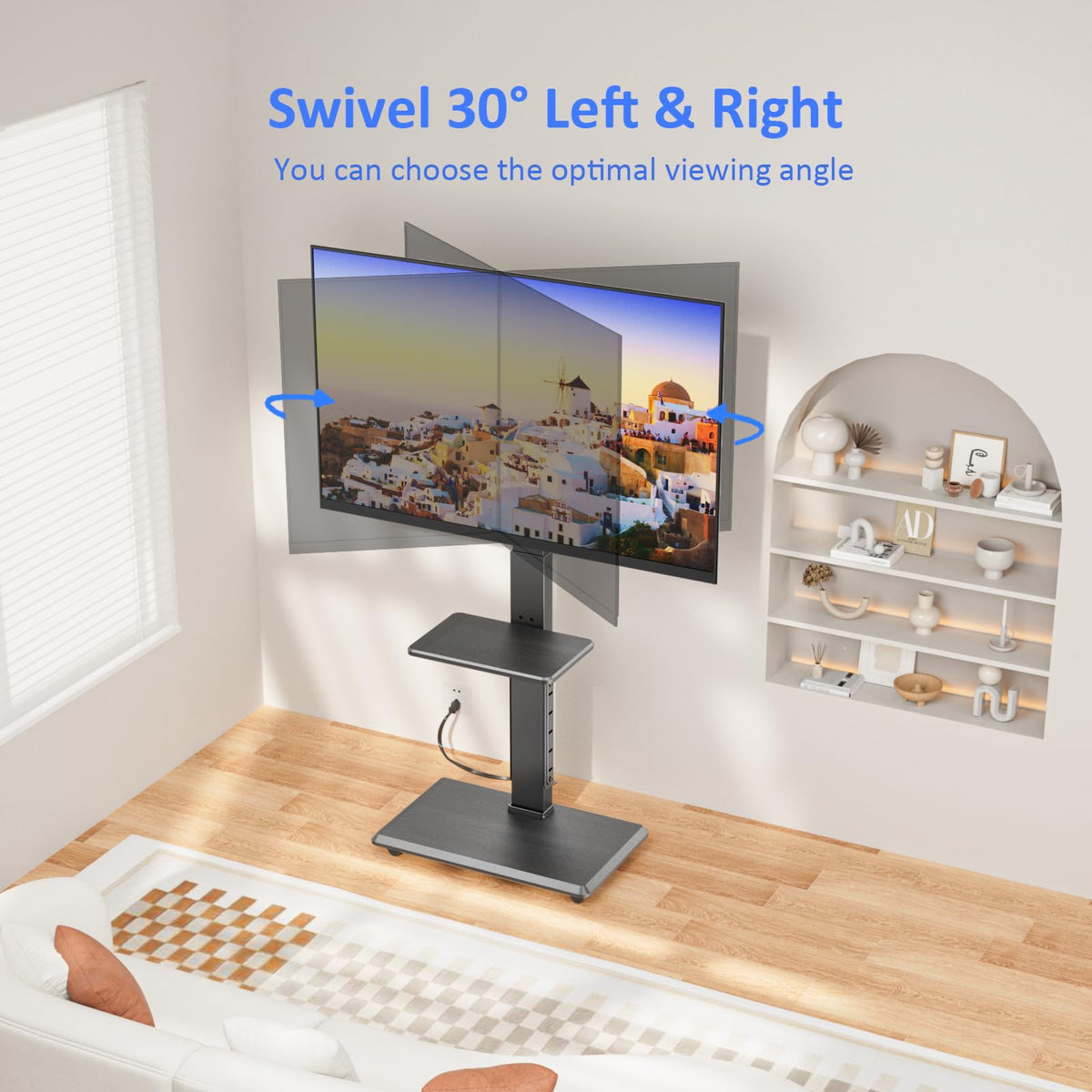 Height Adjustable Rolling TV Stand with Shelf Z88413