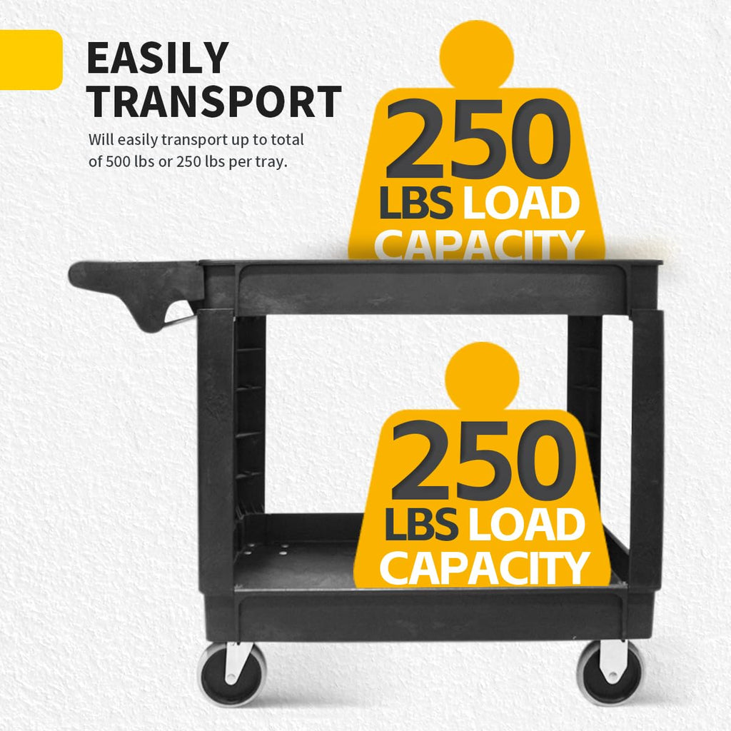 Heavy Duty 2-Shelf Polypropylene Utility Cart 500 lb Capacity D178888