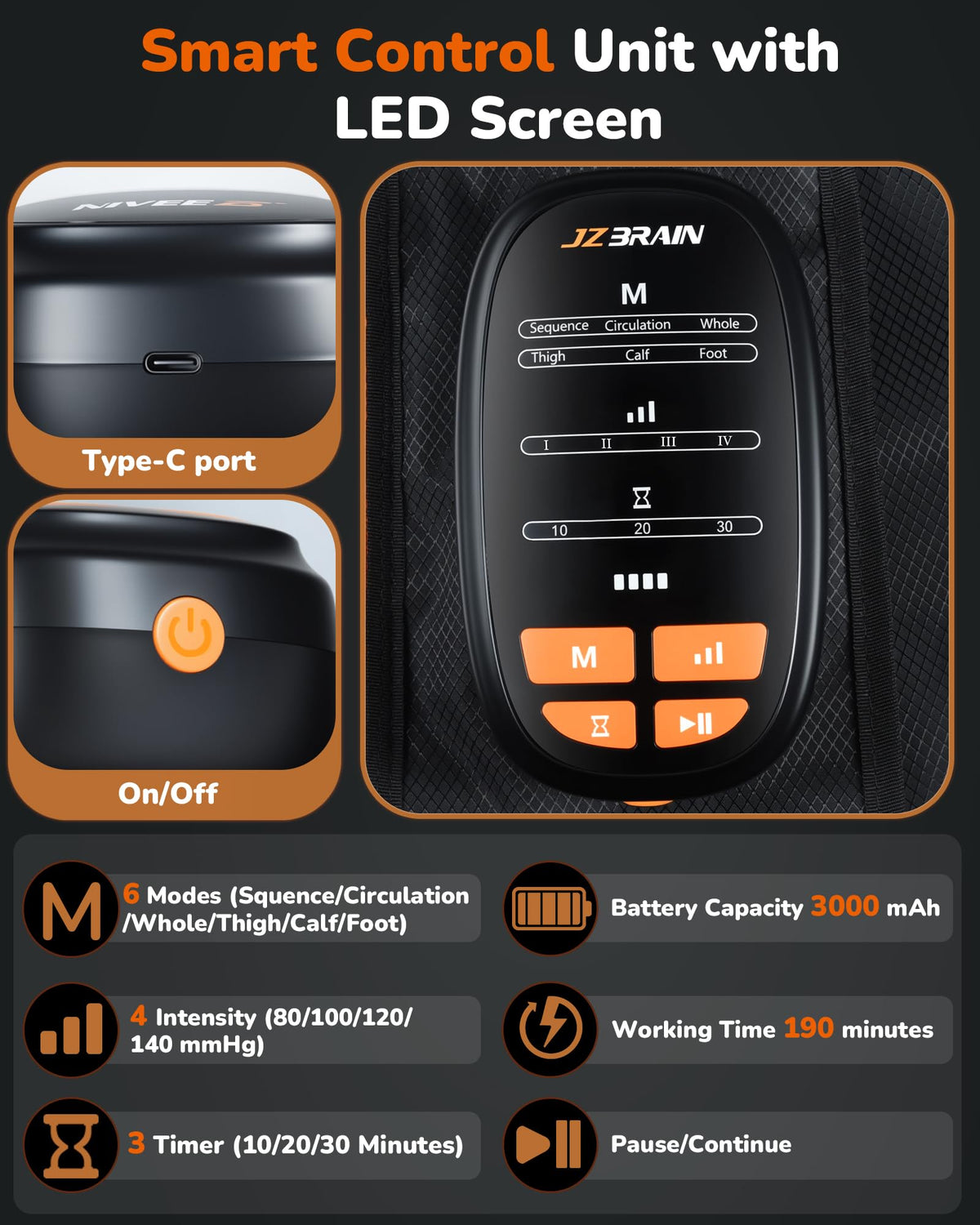 Cordless Rechargeable Leg Compression Boots R300940