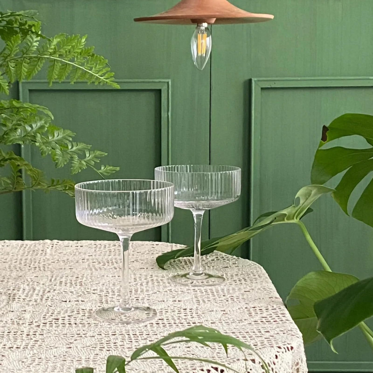 Martini Glasses set of 8, 10 oz Ribbed Coupe Glasses L553