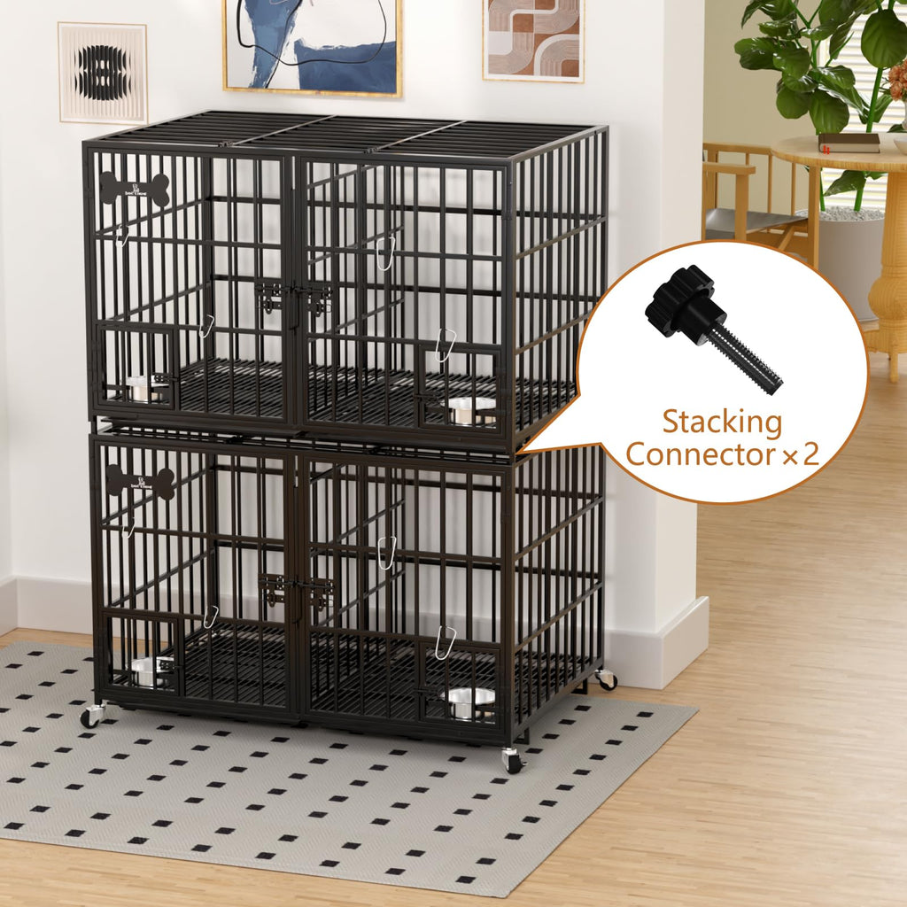 42" Stackable Heavy Duty Metal Dog Crate with Divider V77289