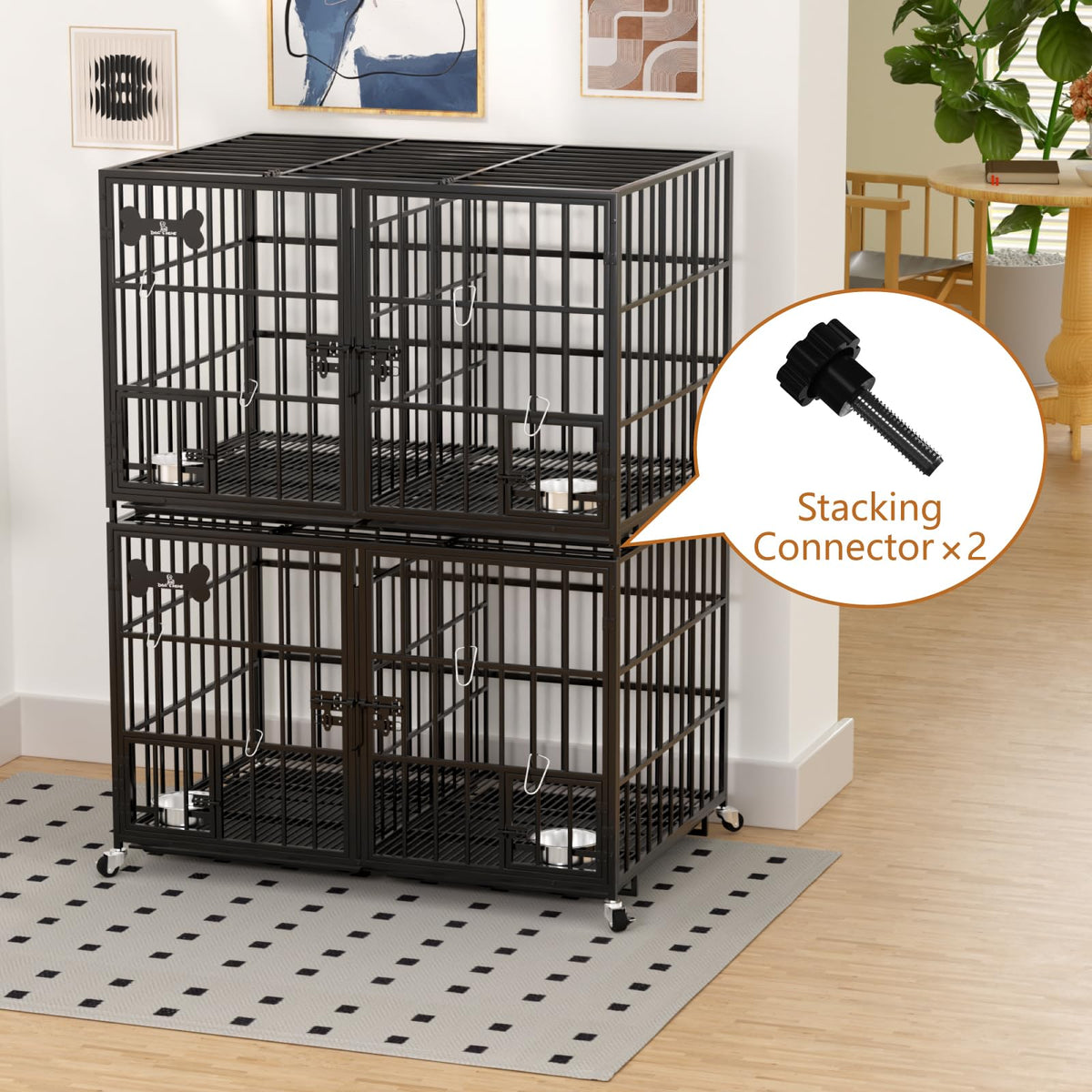 42" Stackable Heavy Duty Metal Dog Crate with Divider V77289