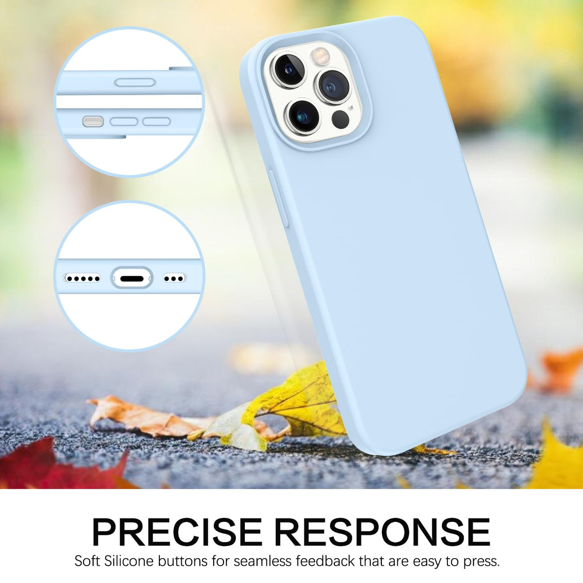 Compatible with iPhone 13 Pro Max Liquid Silicone Phone Case Light Blue V67072