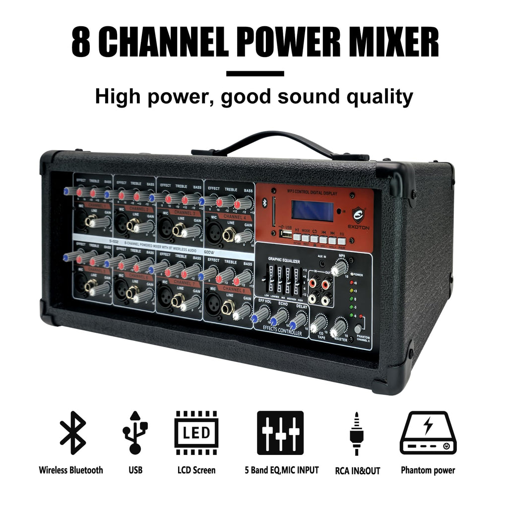 15inch 2000W Bluetooth PA System with Powered Mixer Set C60714