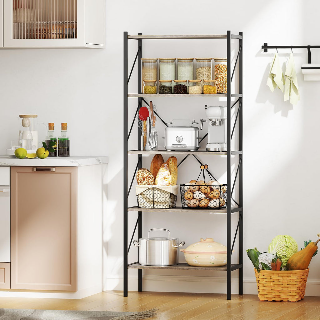 5-Tier Industrial Bookshelf with Open Storage Shelves V8387