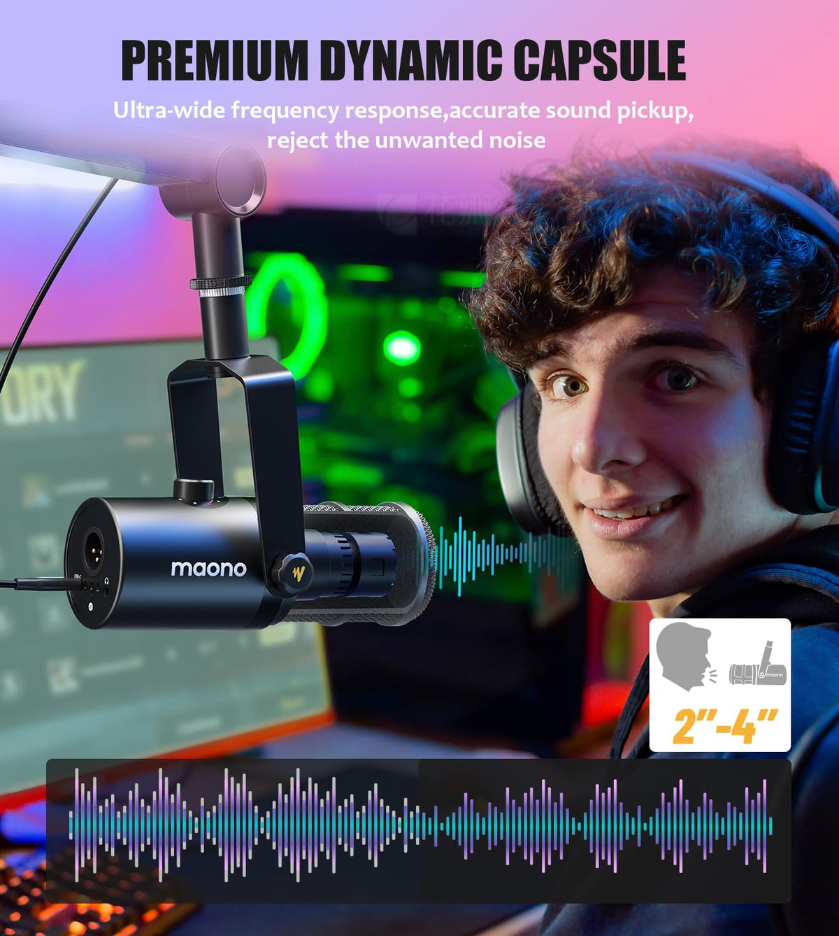 Dynamic Microphone, USB/XLR Podcast PC Mic O15974