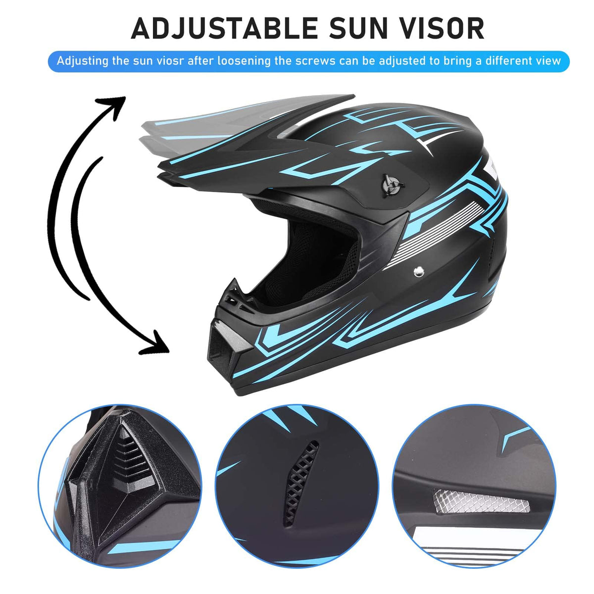 Youth Kids DOT Approved Full Face Motocross Helmet Q742946
