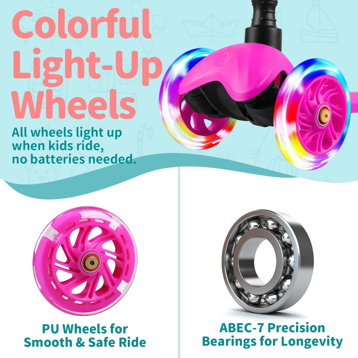 3 Wheel Kids Scooter with Light up Wheels W287