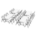 6 Ft Rectangular 4 Folding Tables and 24 Chairs Set White Granite R255