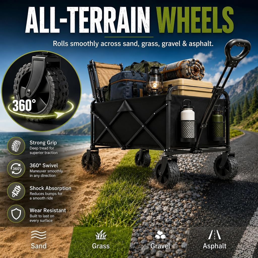 Foldable Wagon Cart with All Terrain Wheels H8261
