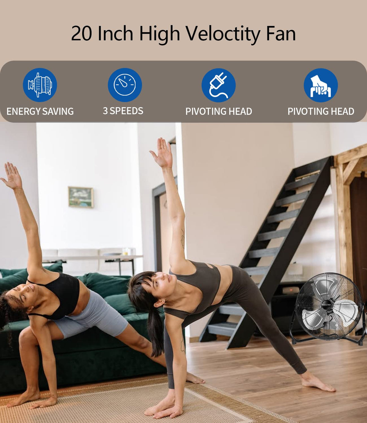 20 Inch Heavy Duty High Velocity Metal Floor Fan G290167