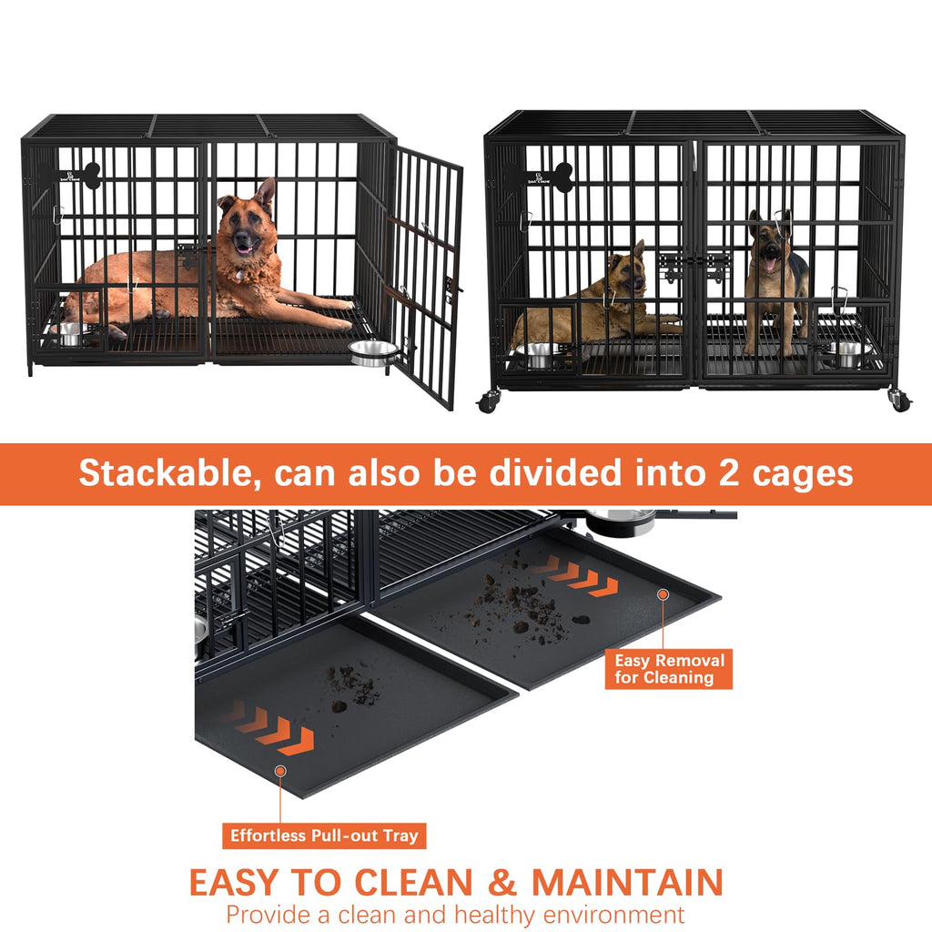 42" Stackable Heavy Duty Metal Dog Crate with Divider V77289