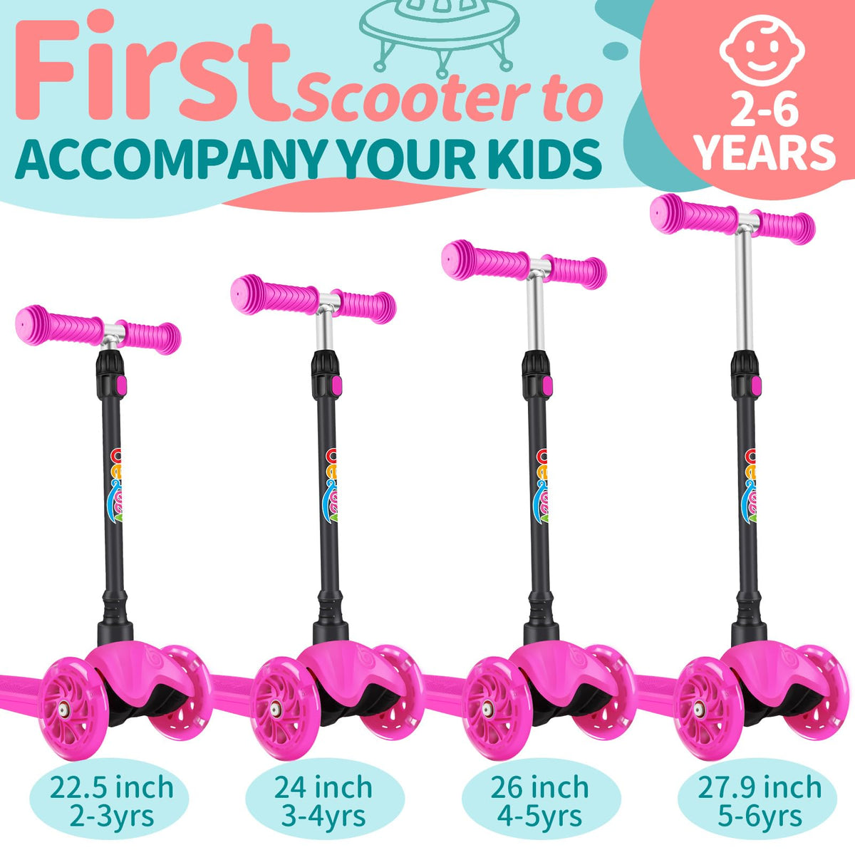 3 Wheel Kids Scooter with Light up Wheels W287