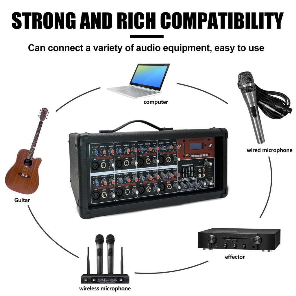 15inch 2000W Bluetooth PA System with Powered Mixer Set C60714