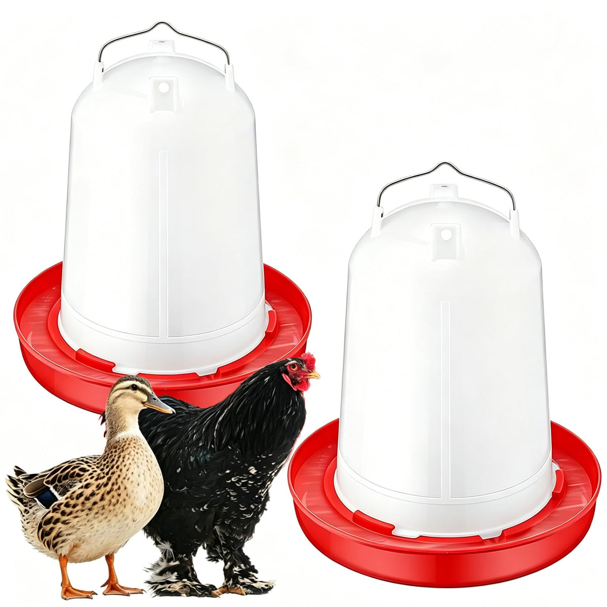 2 Pack 2 Gallon Plastic Poultry Waterer F691335