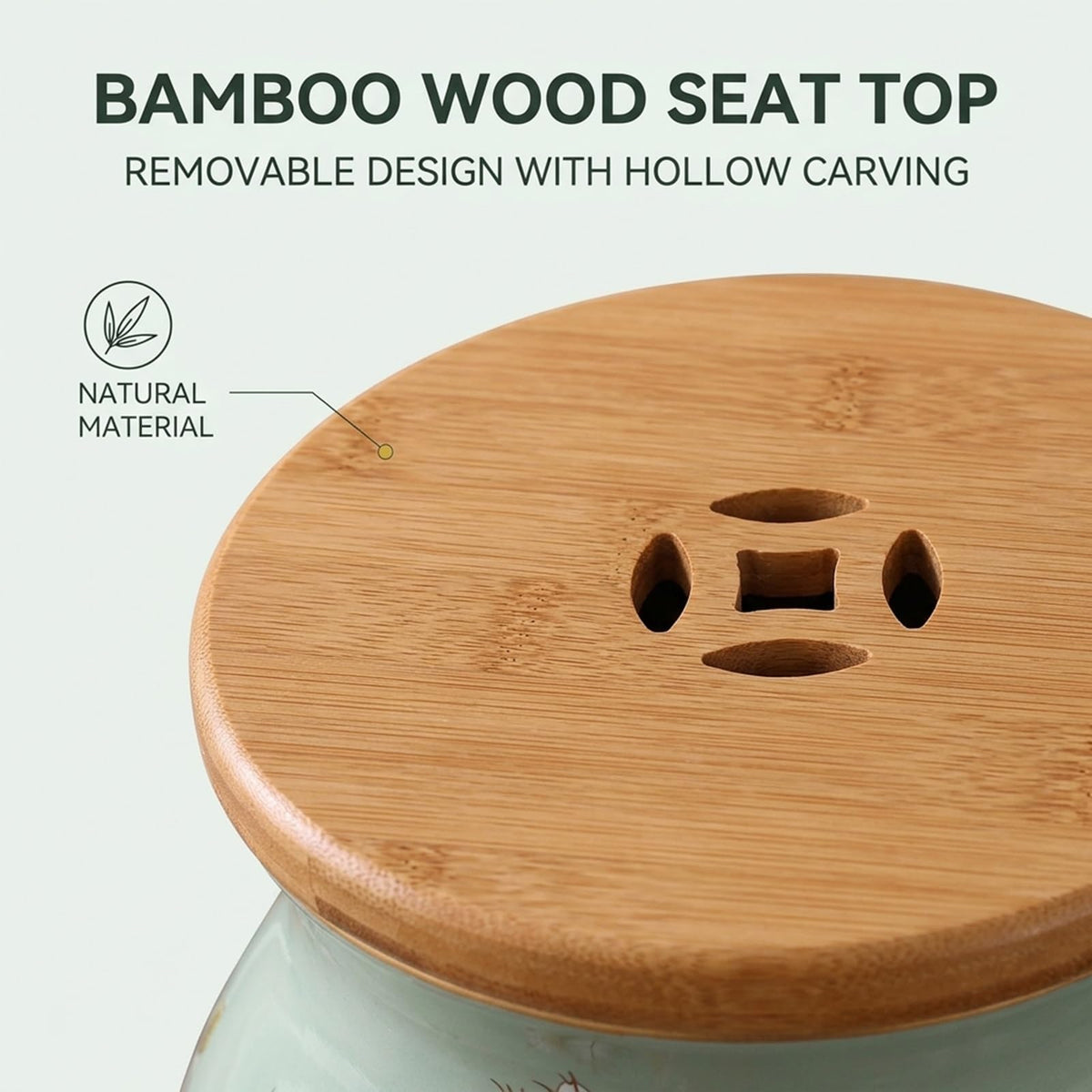 Ceramic Garden Stool Floral Bird Drum Accent Table Teal T7400