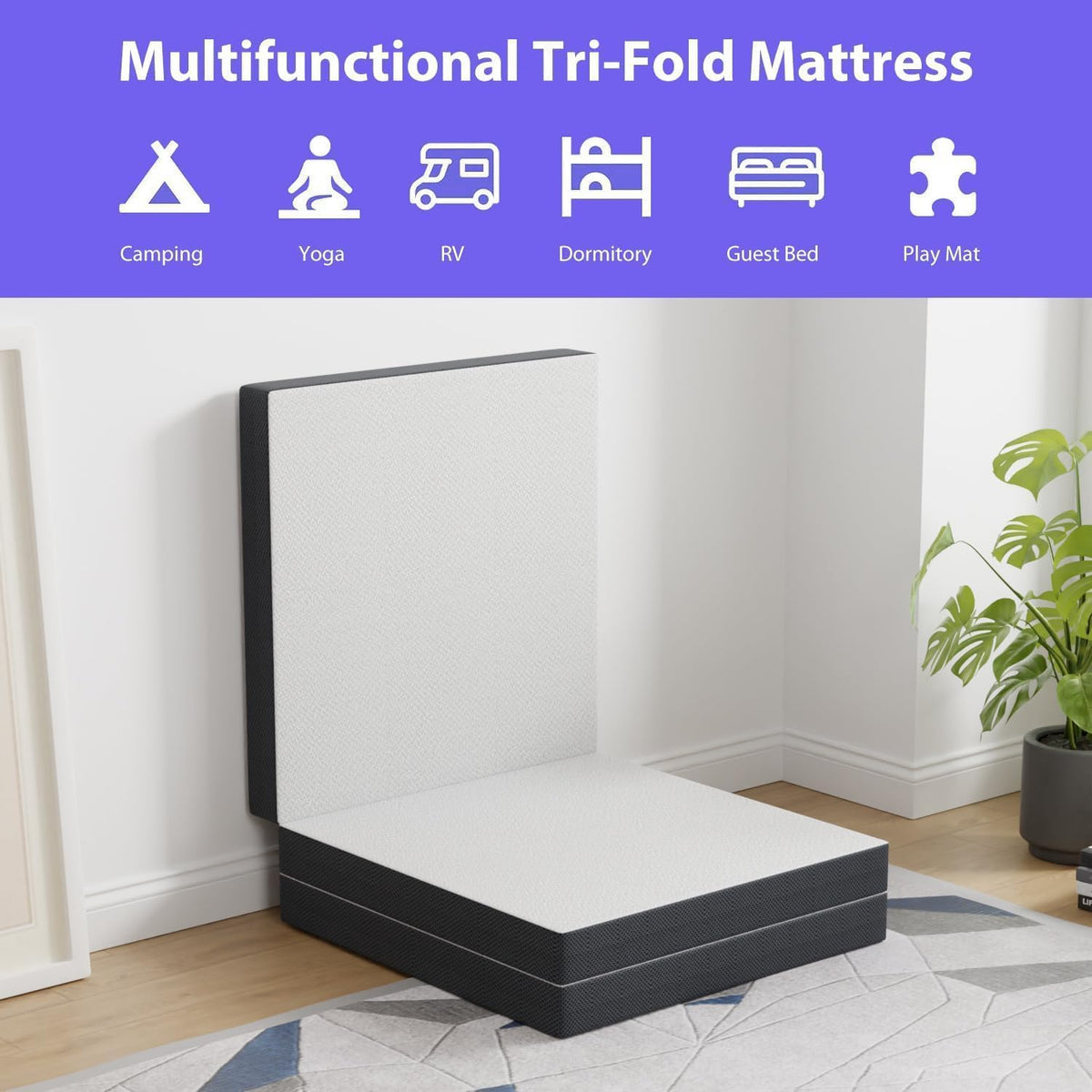 3 inch Tri Fold Memory Foam Mattress with Mesh Cover J3047