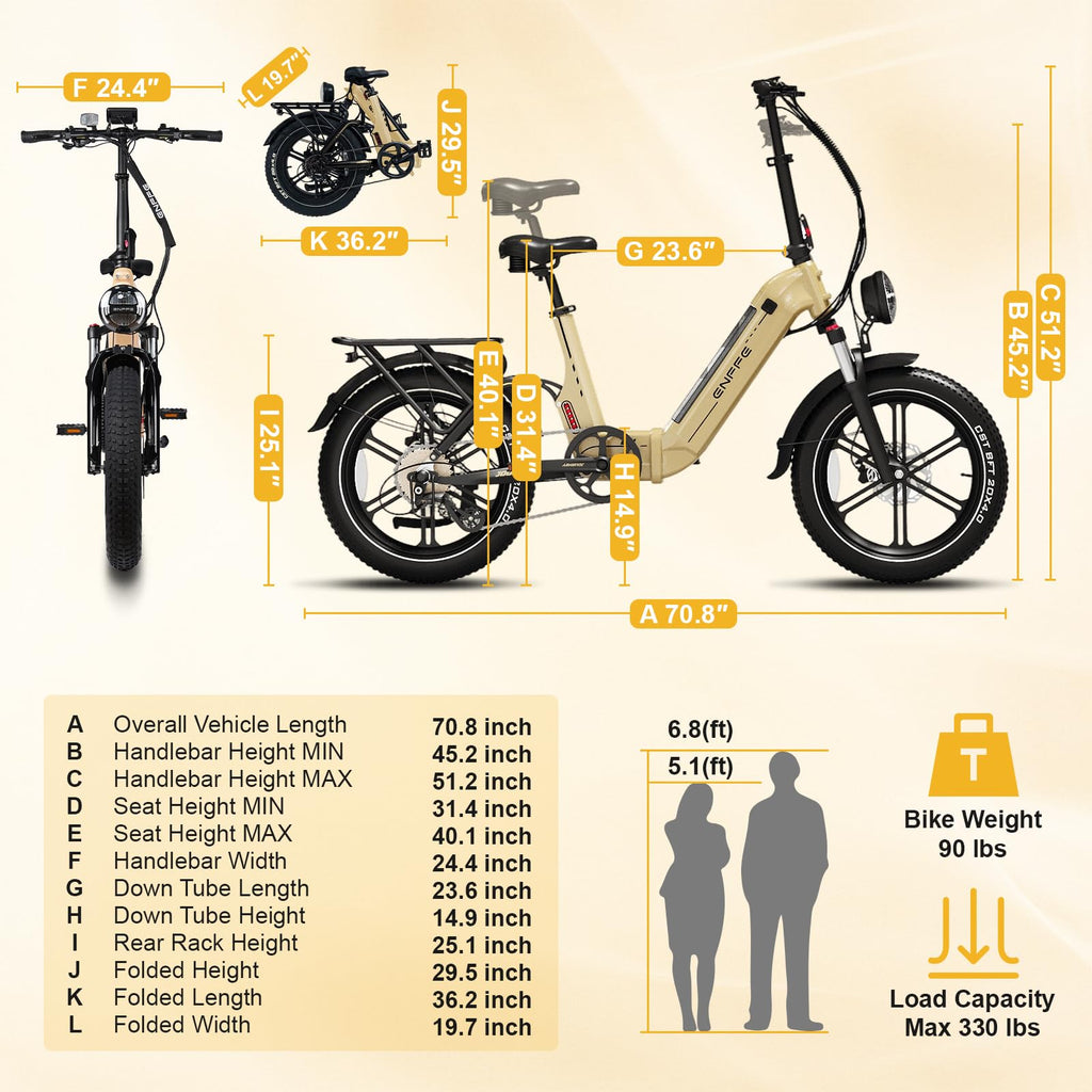 Foldable 7-Speed 20"×4 Fat Tire Electric Bike T298386