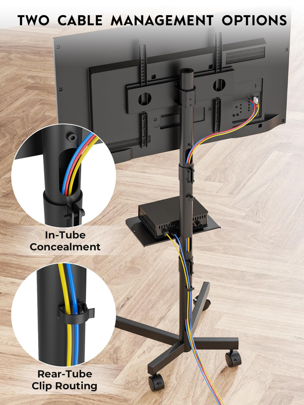 Black Rolling TV Stand for 23-65 Inch TVs K233532