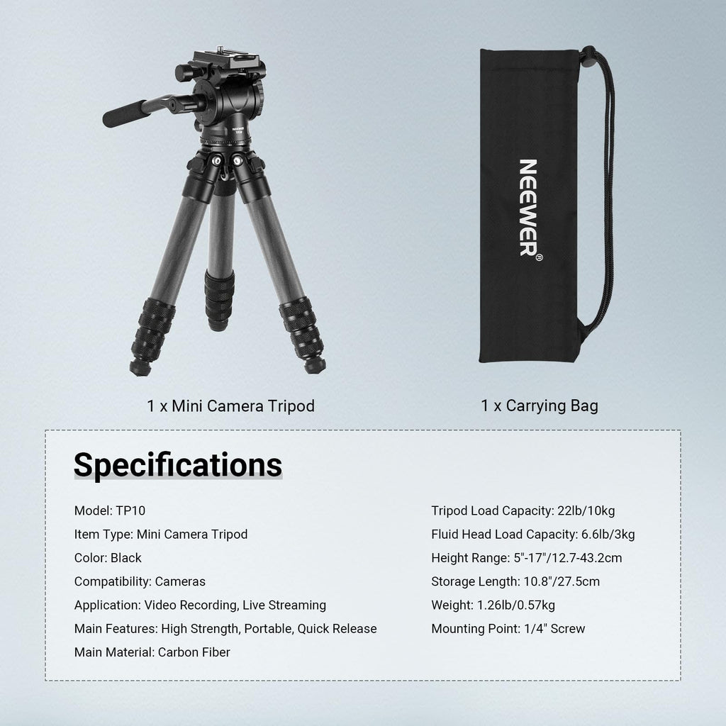 Carbon Fiber Desktop Mini Tripod with Video Fluid Head Y81821