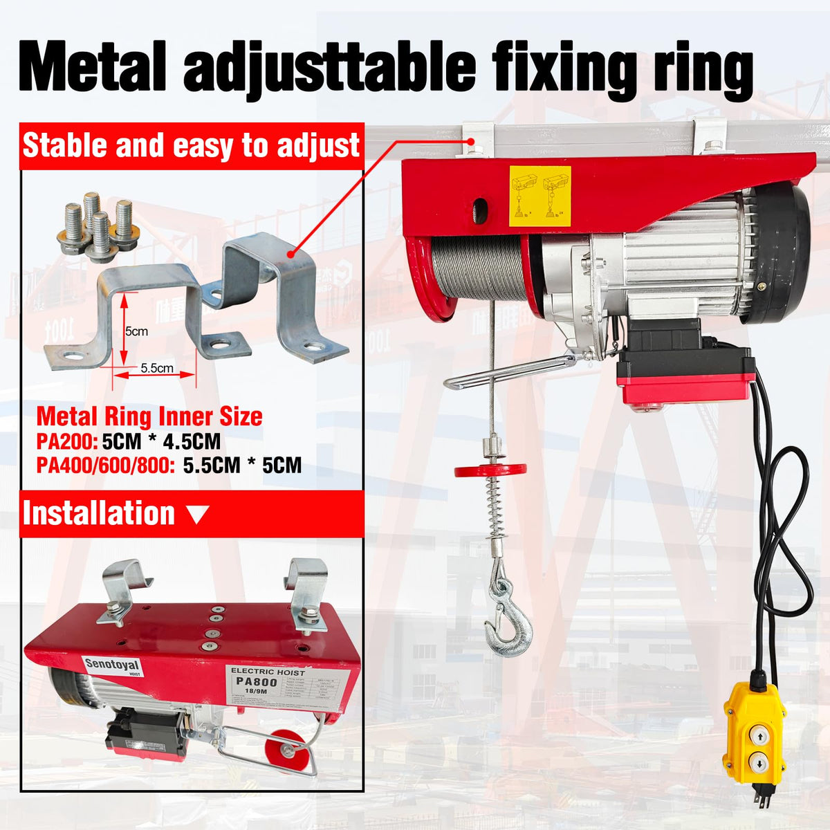 880lbs Electric Hoist Winch with Wireless Control X286256