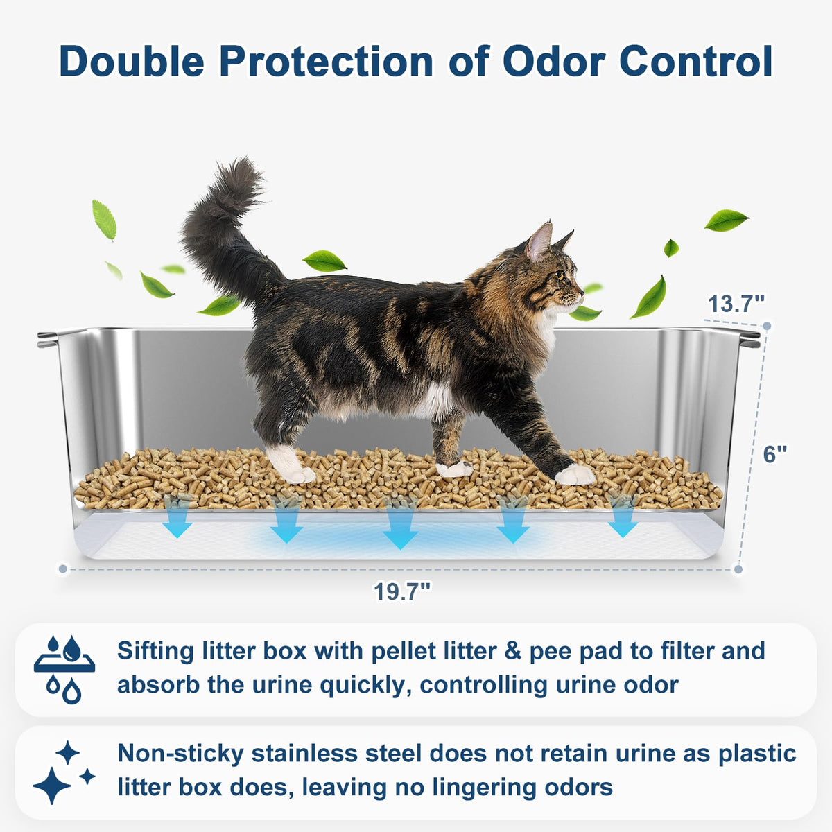 L Stainless Steel Sifting Litter Box R1817