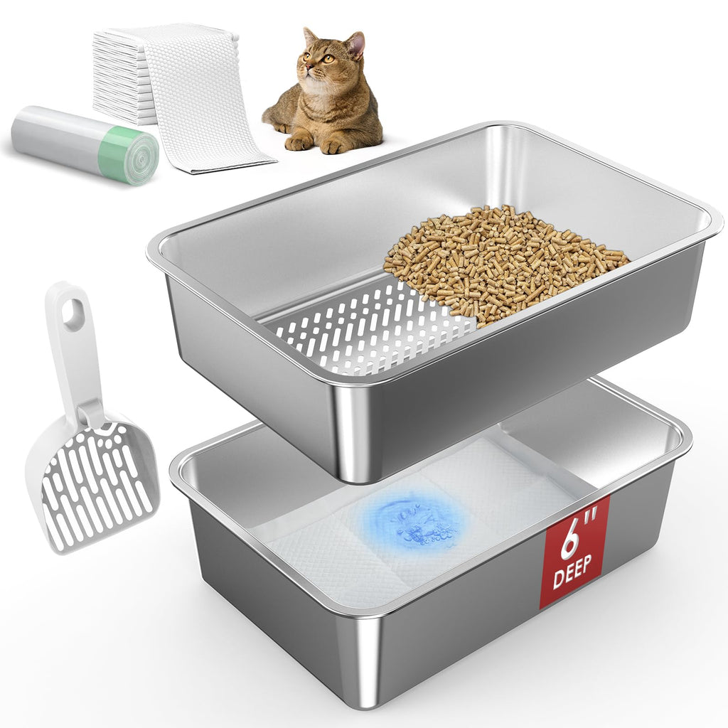 L Stainless Steel Sifting Litter Box R1817
