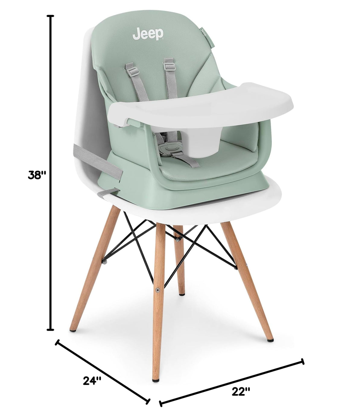 6-in-1 High Chair Converts to Stool Booster Seat Toddler Chair Activity Table and Desk and Chair Sage Green M253154