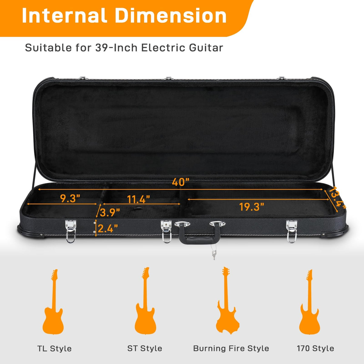 Black Electric Guitar Hard Case D6518