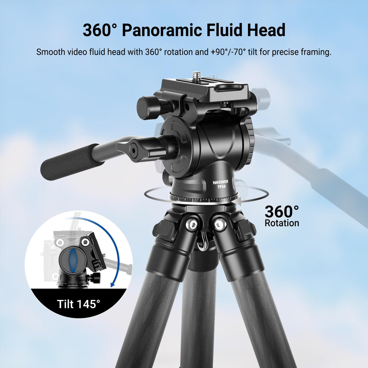 Carbon Fiber Desktop Mini Tripod with Video Fluid Head Y81821
