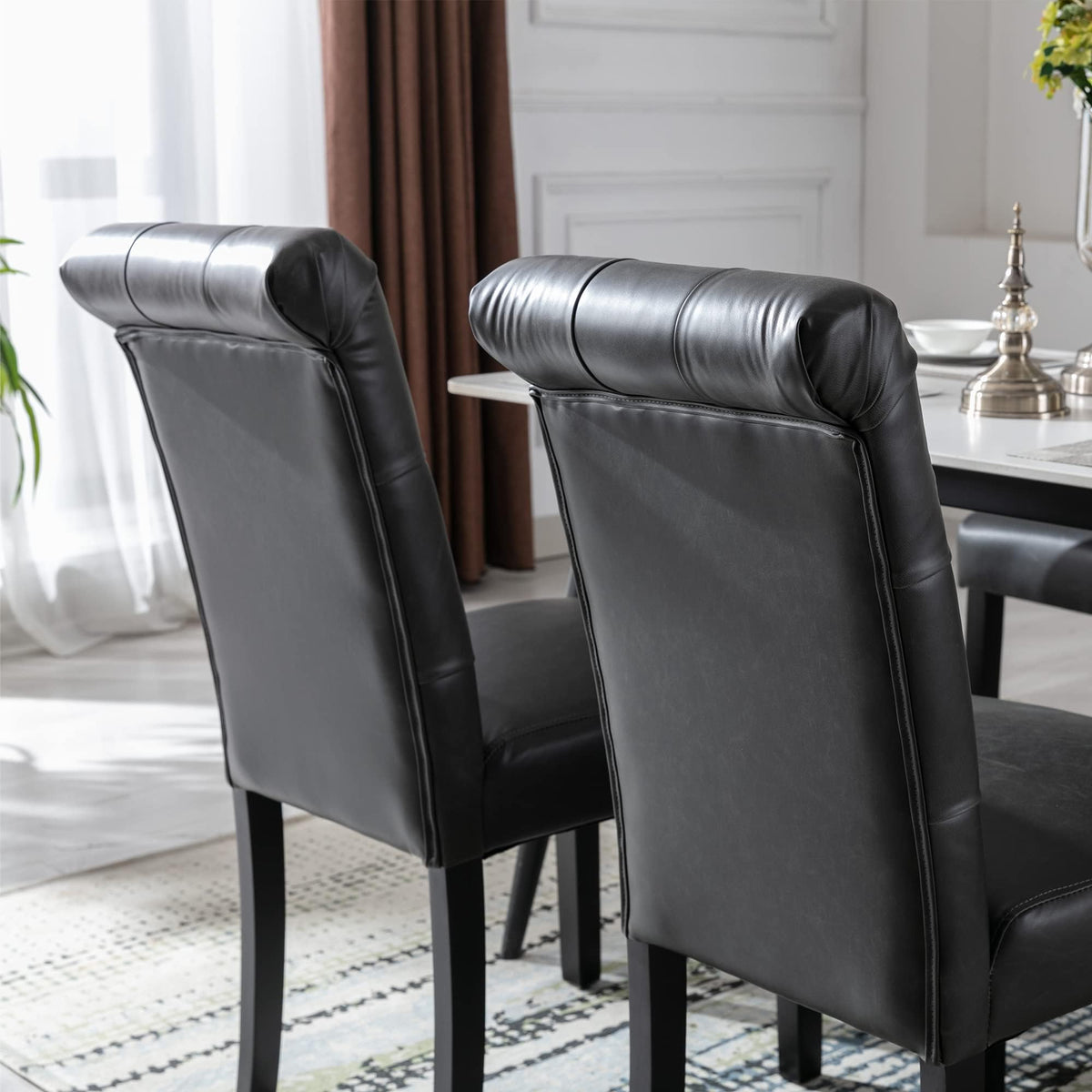 Black Set of 4 PU Leather Tufted Dining Chairs L294742