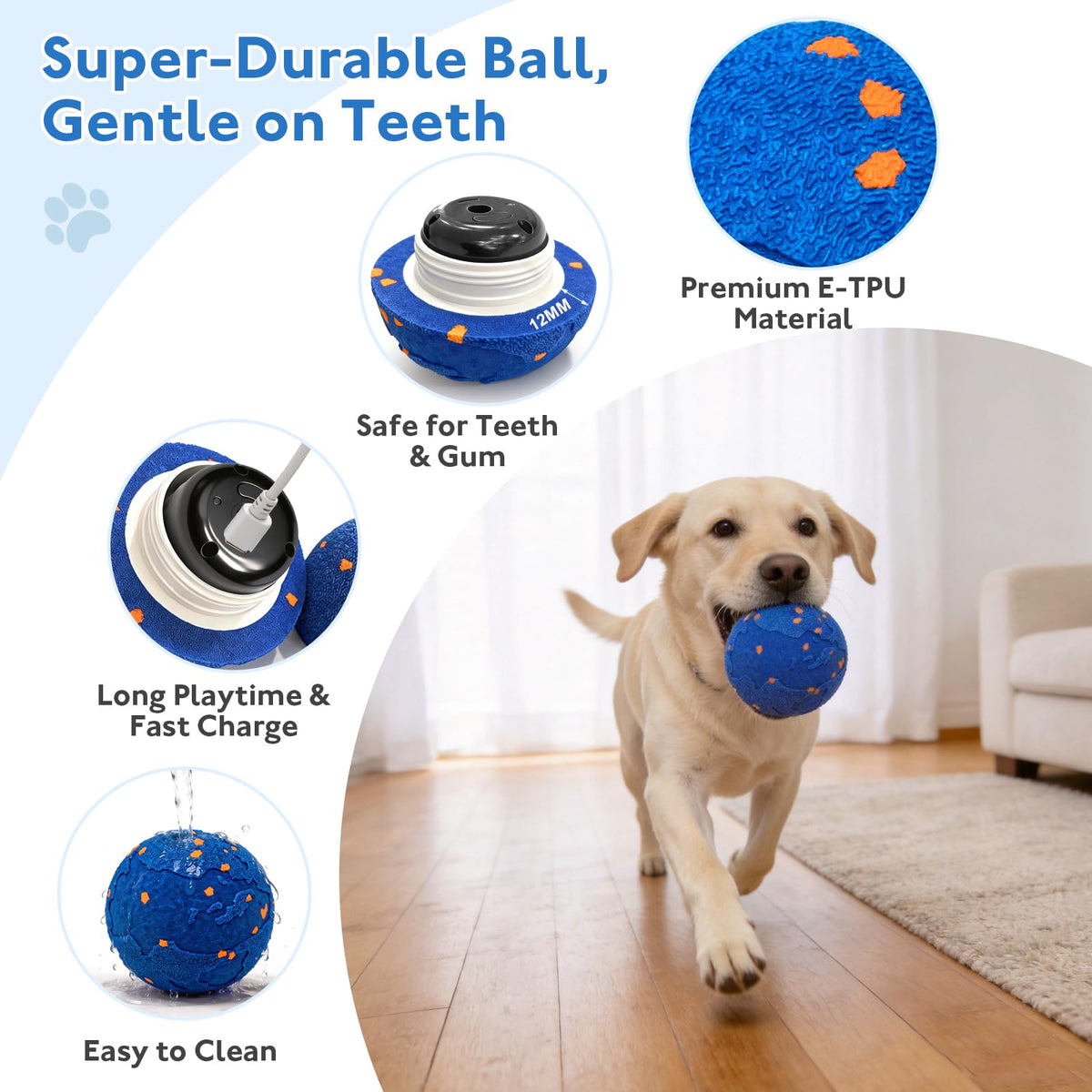 Dog Nail Grinder Interactive Dog Toys Ball with 2 Shells Blue U4726