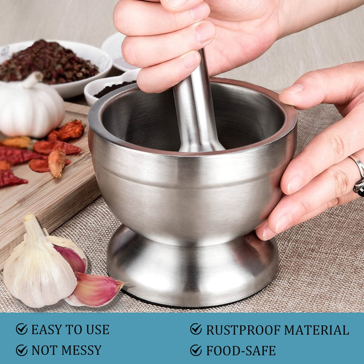 Stainless Steel Mortar and Pestle Set A4073