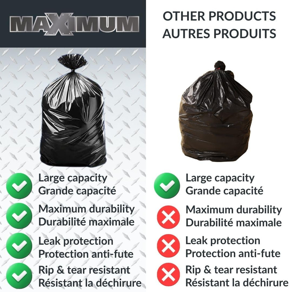 Heavy Duty 42-Gallon 3 Mil Black Garbage Bags 32 Counts O121376