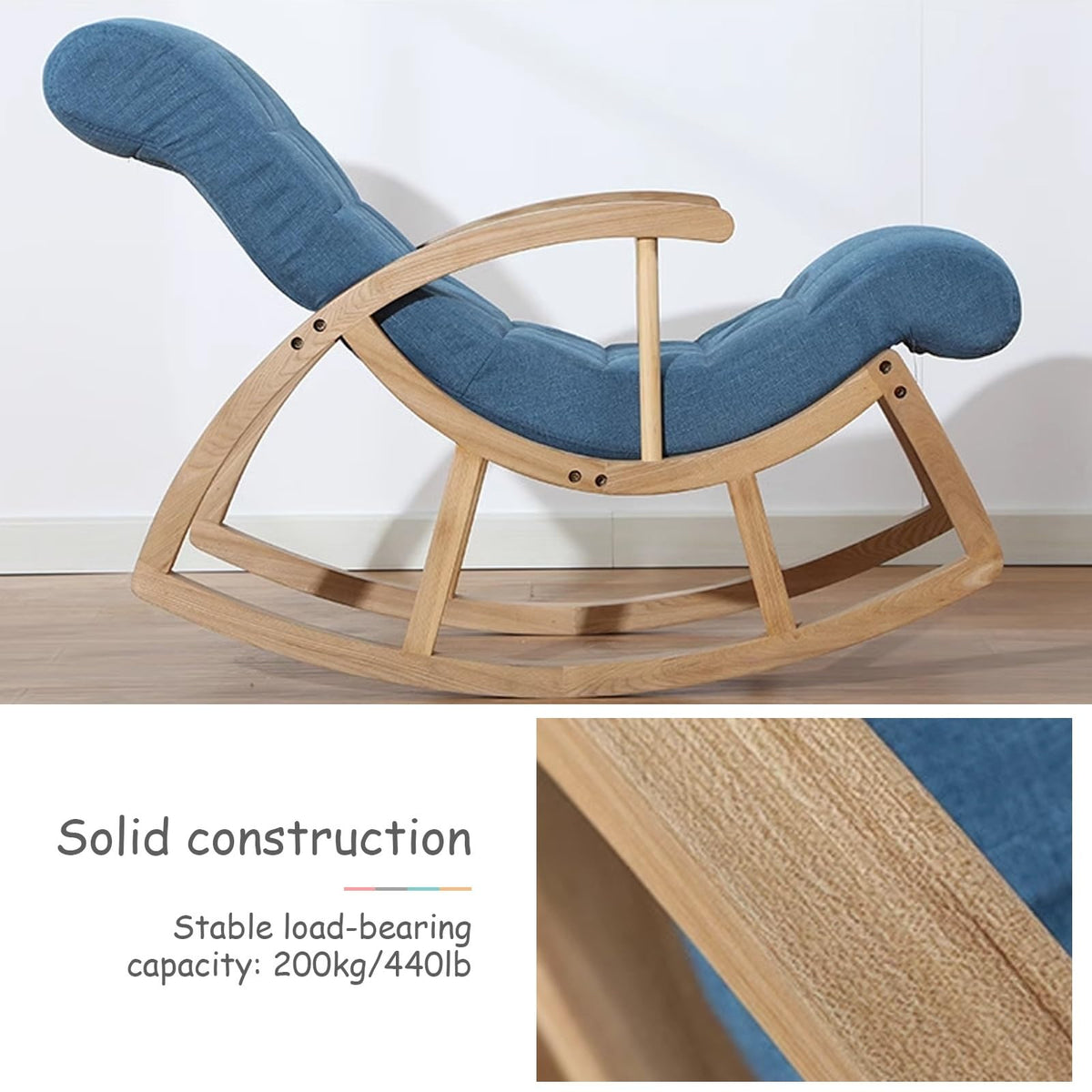 Upholstered Rocking Chair with High Backrest J5553