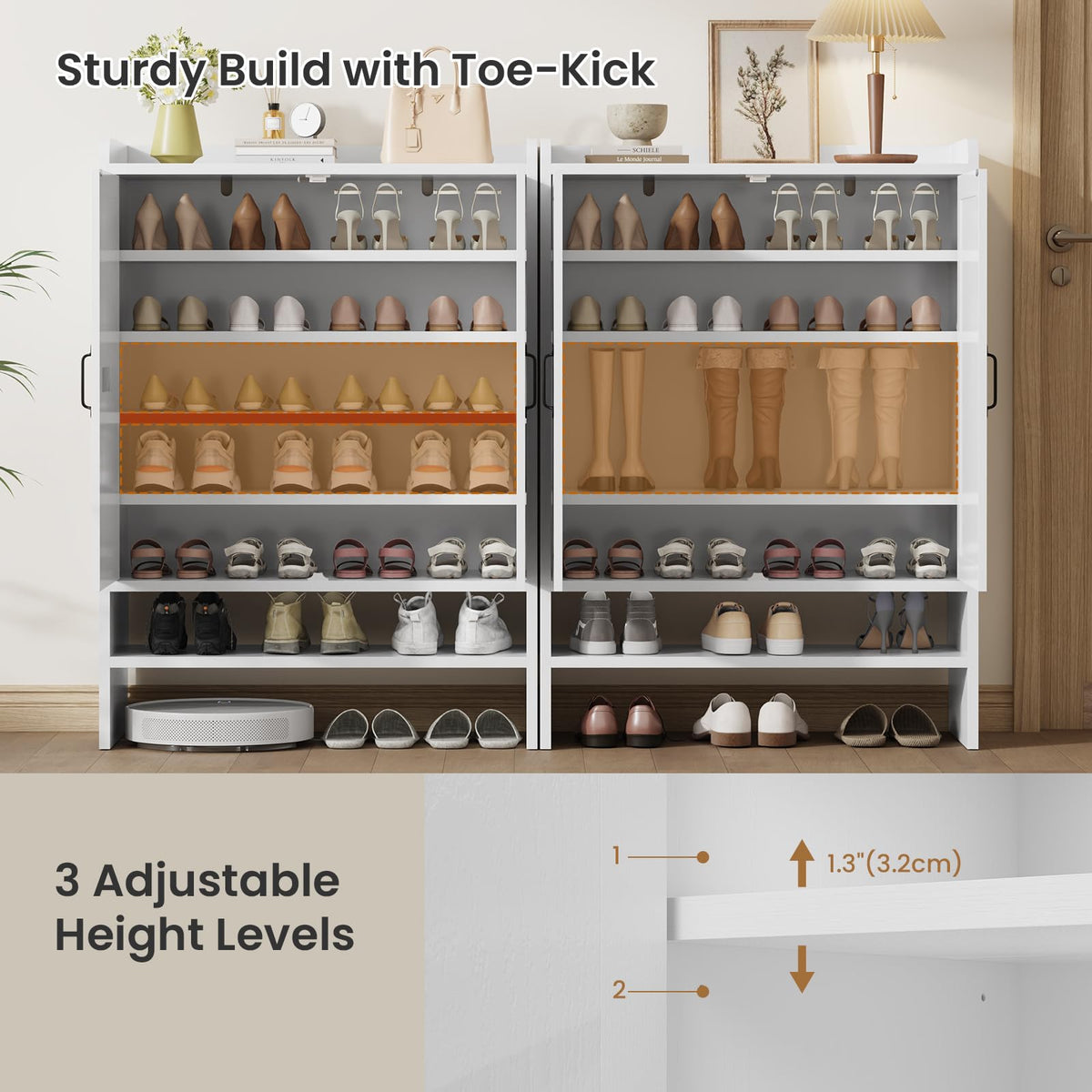 White 5-Tier Shoe Storage Cabinet T4795